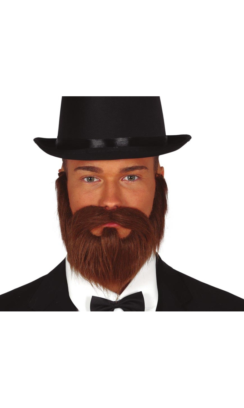 Brown Beard & Moustache With Elastic