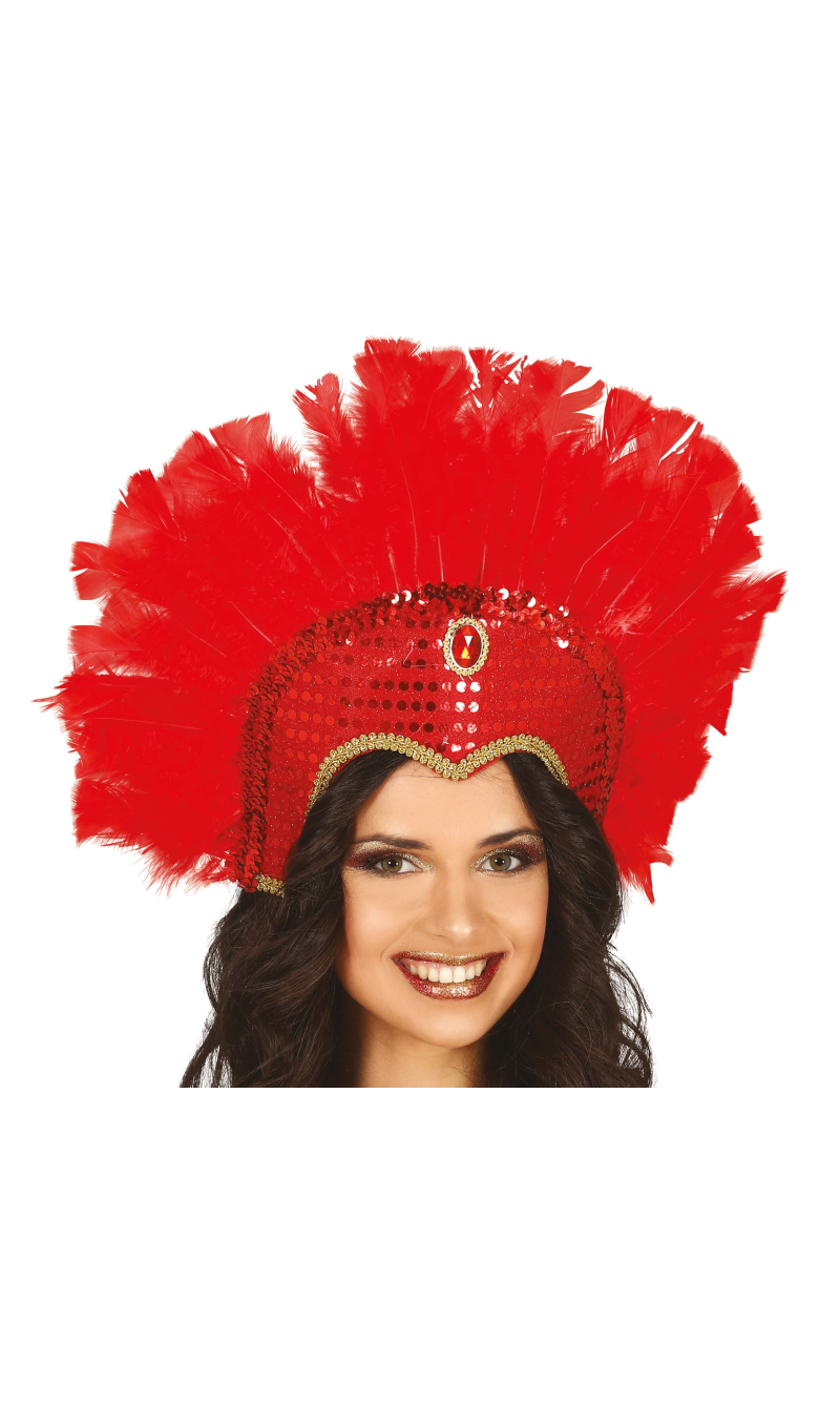 Feather Headpiece Red - Adult One Size