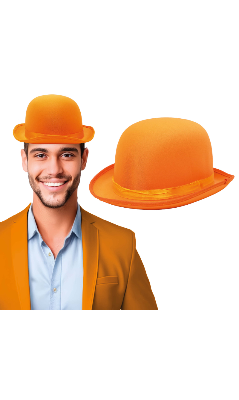 Bowler Hat With Adjustable Inner Band – Orange