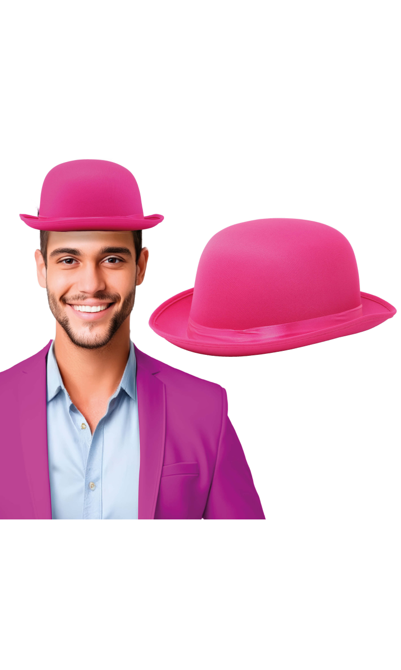 Bowler Hat With Adjustable Inner Band – Pink