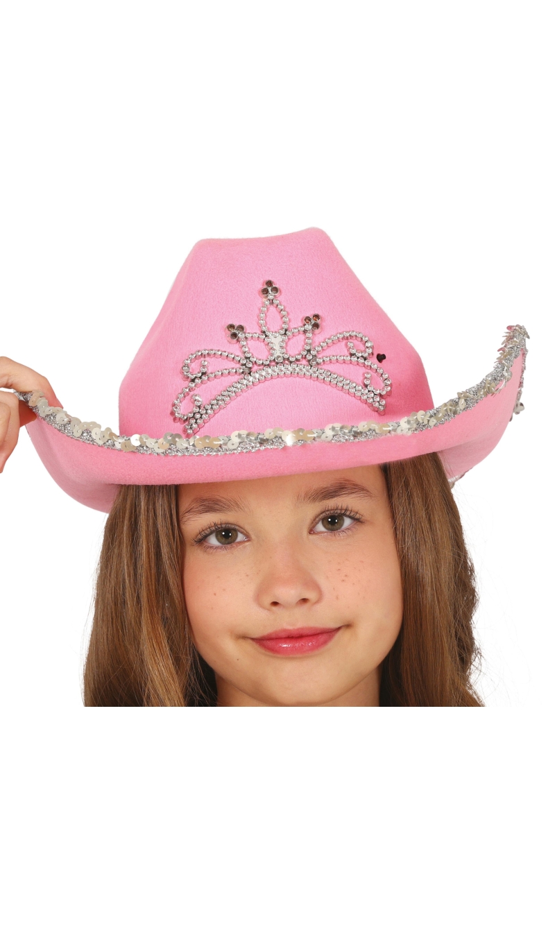 Felt Tiara Cowboy Hat Pink - Child One Size