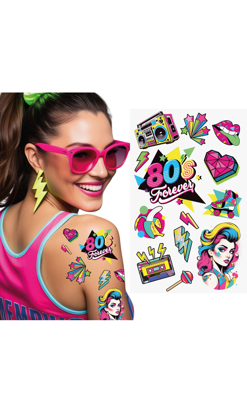 80s Tattoo Sheet 14x30cm