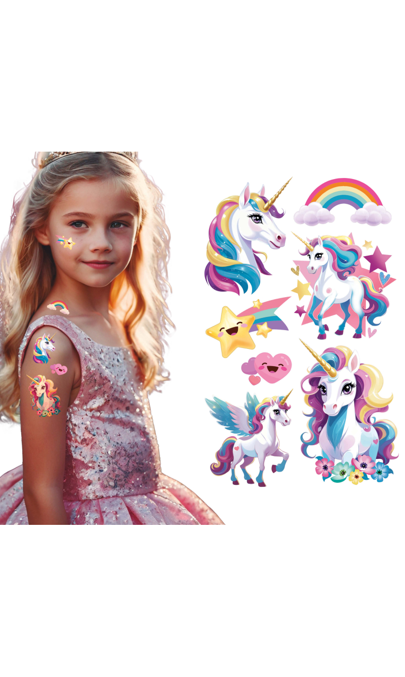 Unicorn Tattoo Sheet 14x30cm
