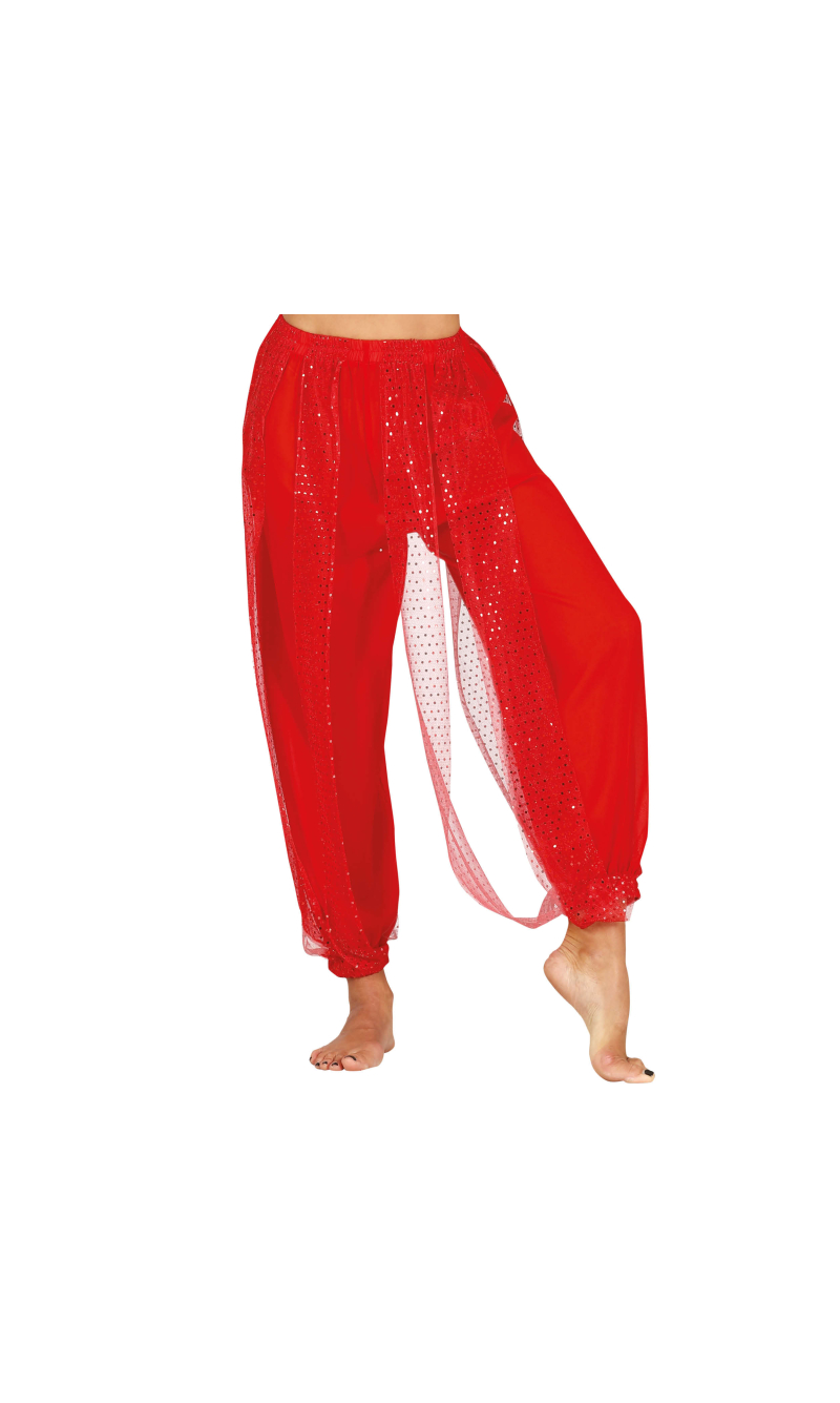 Belly Dancer Red Pants - Adult Size Large (42-44)