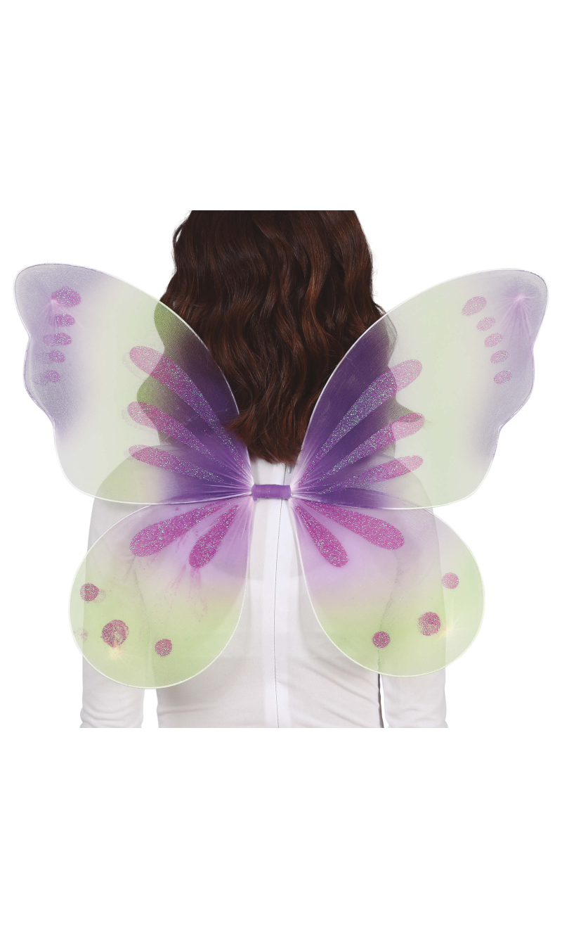 Butterfly Fairy Green & Purple Wings 40x30cm.
