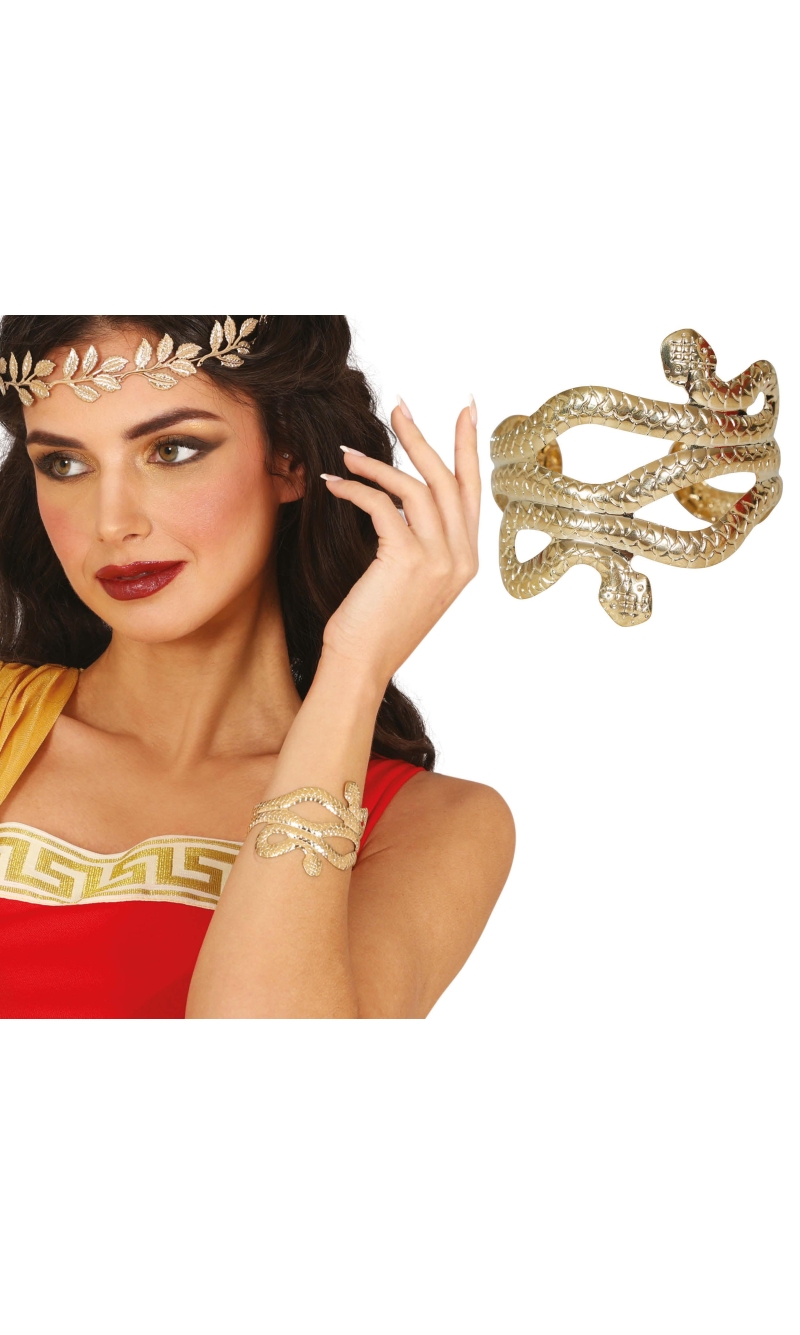 Gold Roman Greek Metal Snake Bracelet