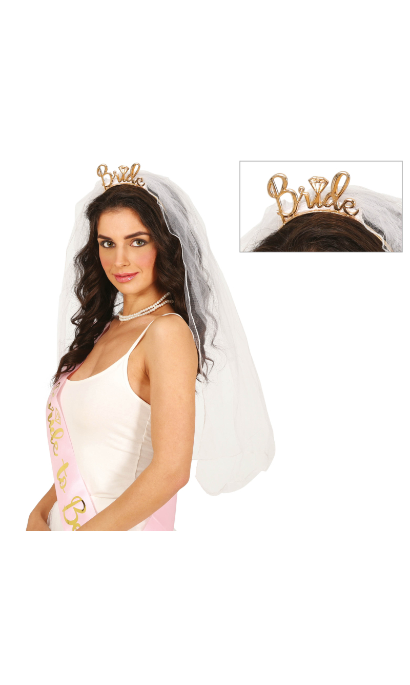 Hens Party Bridal Veil With Bride Tiara
