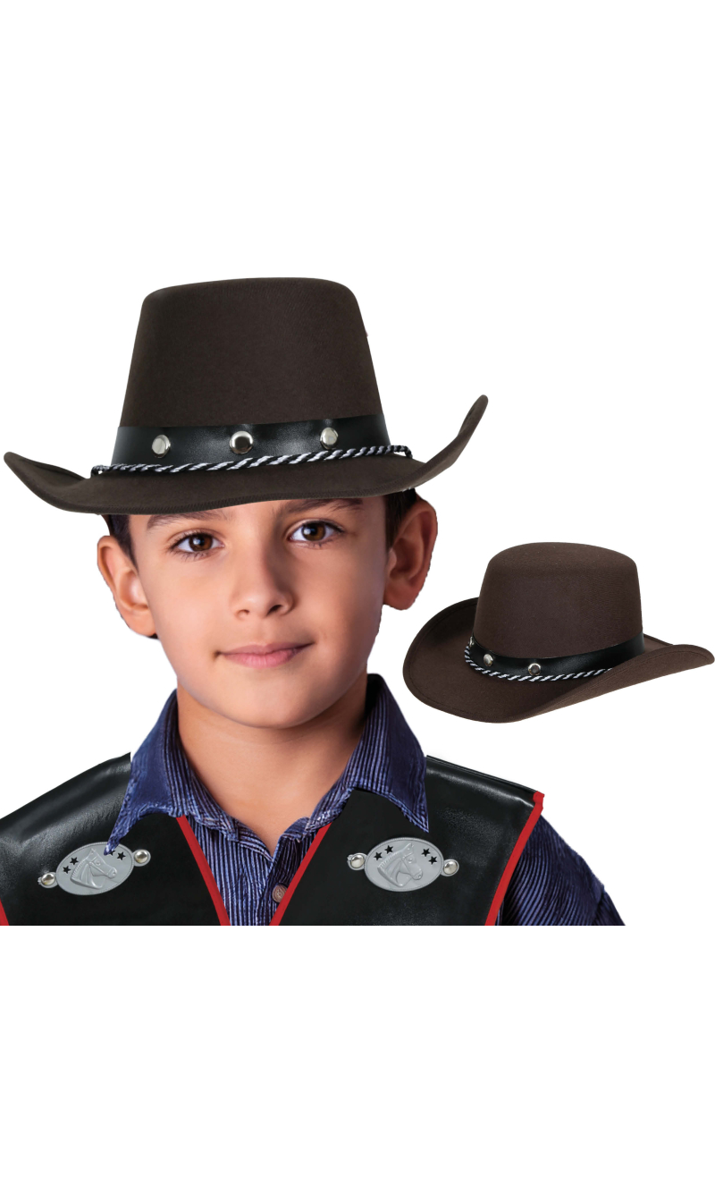 Brown Felt Cowboy Hat - Child One Size