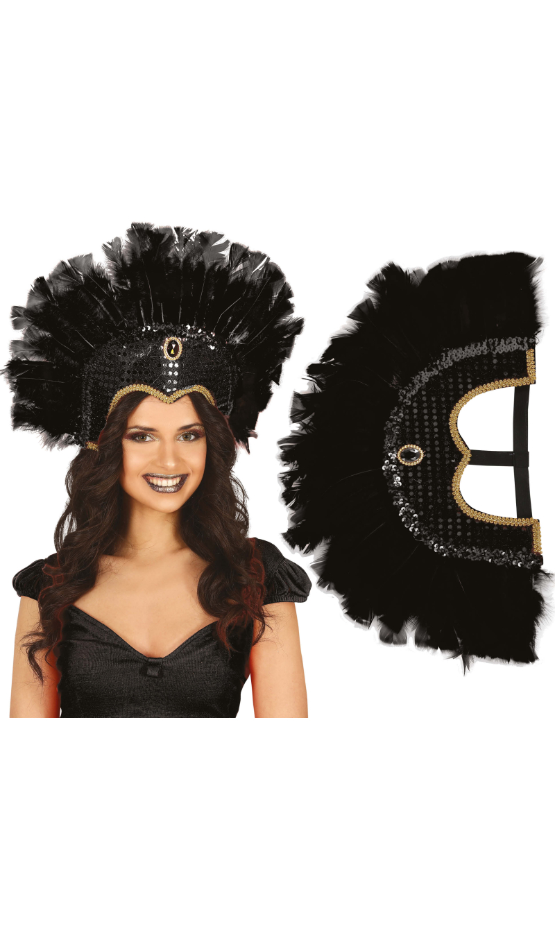 Feather Headpiece Black - Adult One Size