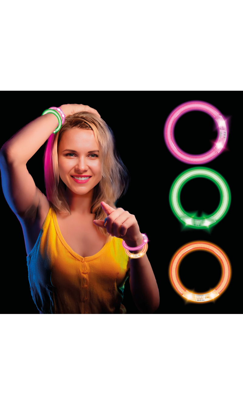 Party Clubbing Led Bracelets Assorted Colors 8cm - 4pcs