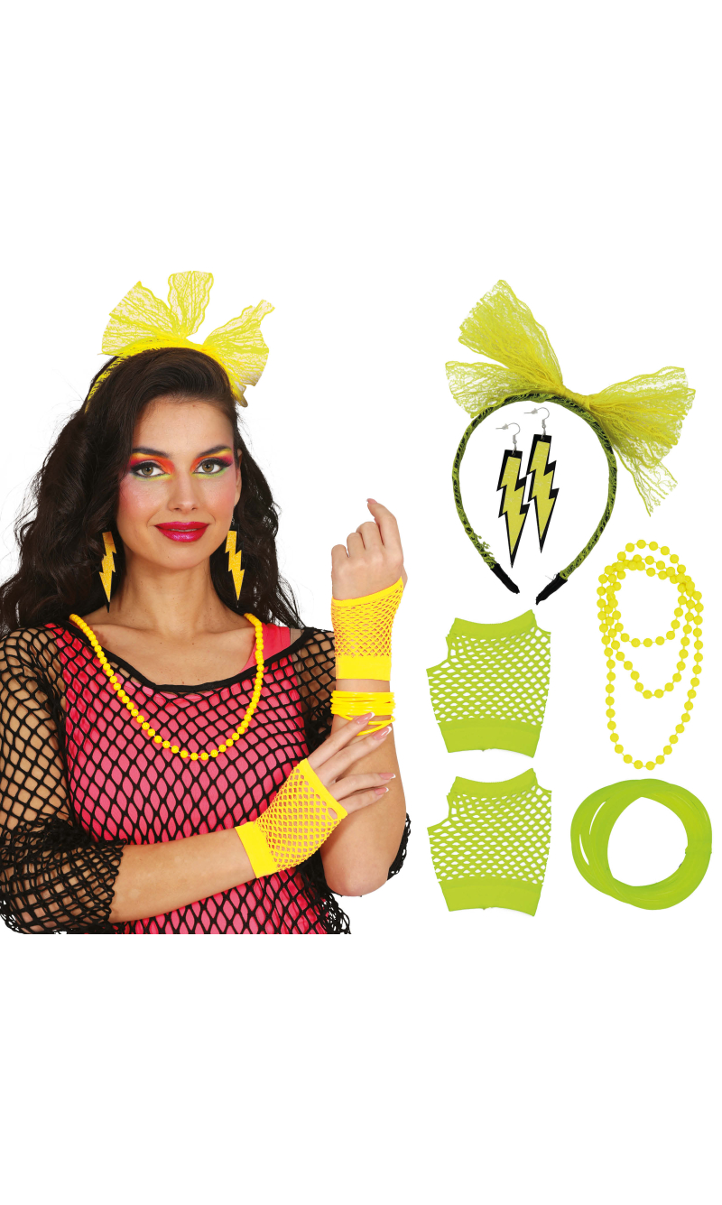 80s Accessory Set Yellow 5pcs