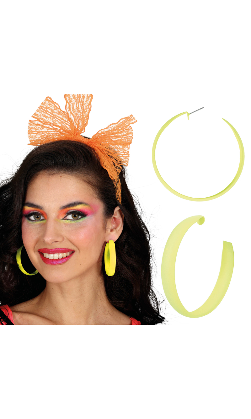 Neon Yellow Hoop Earrings