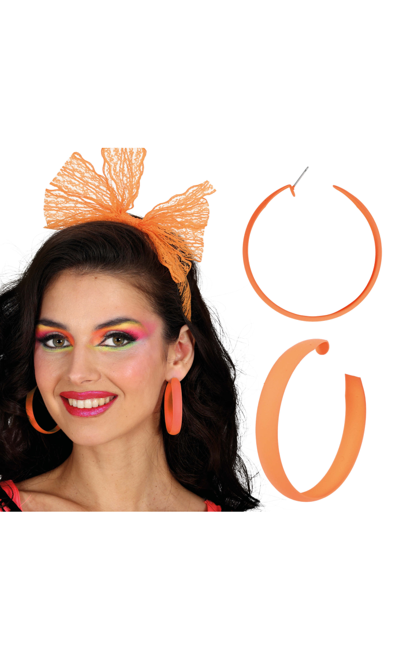 Neon Orange Hoop Earrings