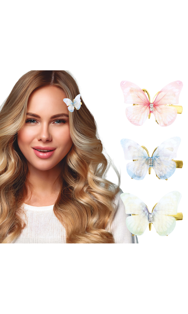 Assorted Butterfly Clips 5cm - 6pk