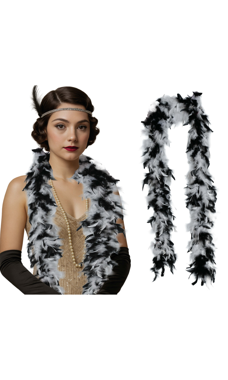 Deluxe Feather Boa 80gr - Black & White