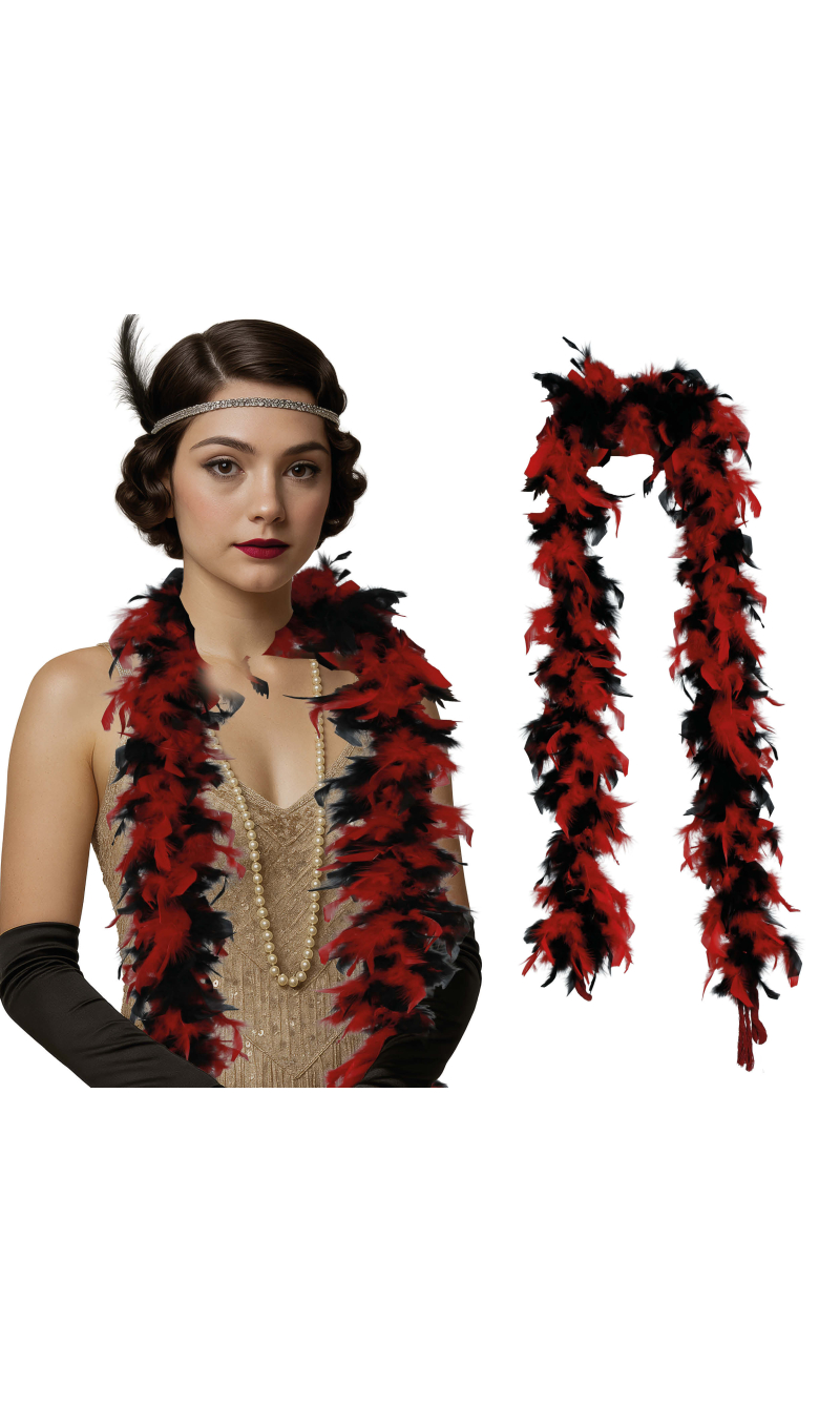Deluxe Feather Boa 80gr - Red & Black