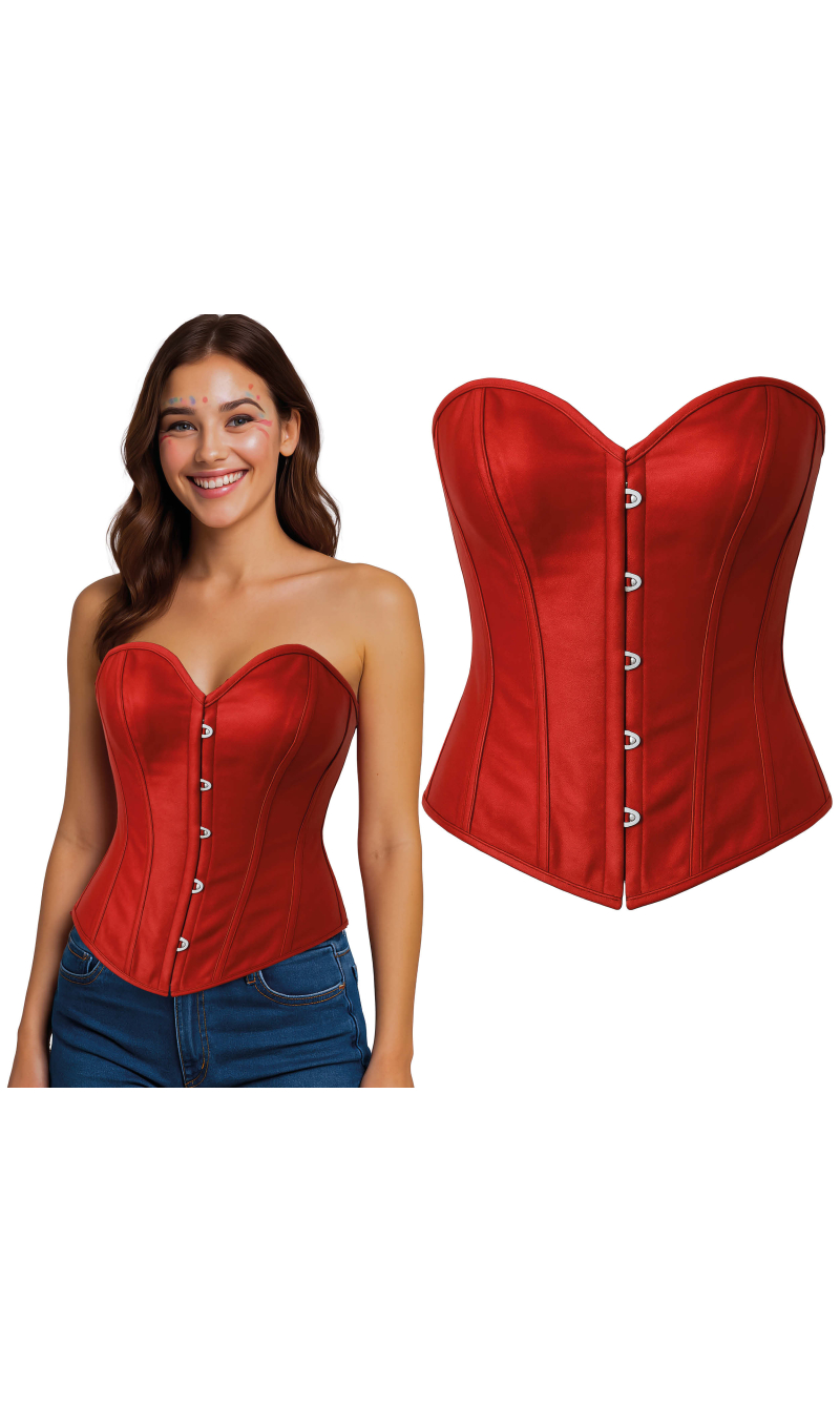 Cupped Victorian Corset Red - Adult Size Small (36-38)