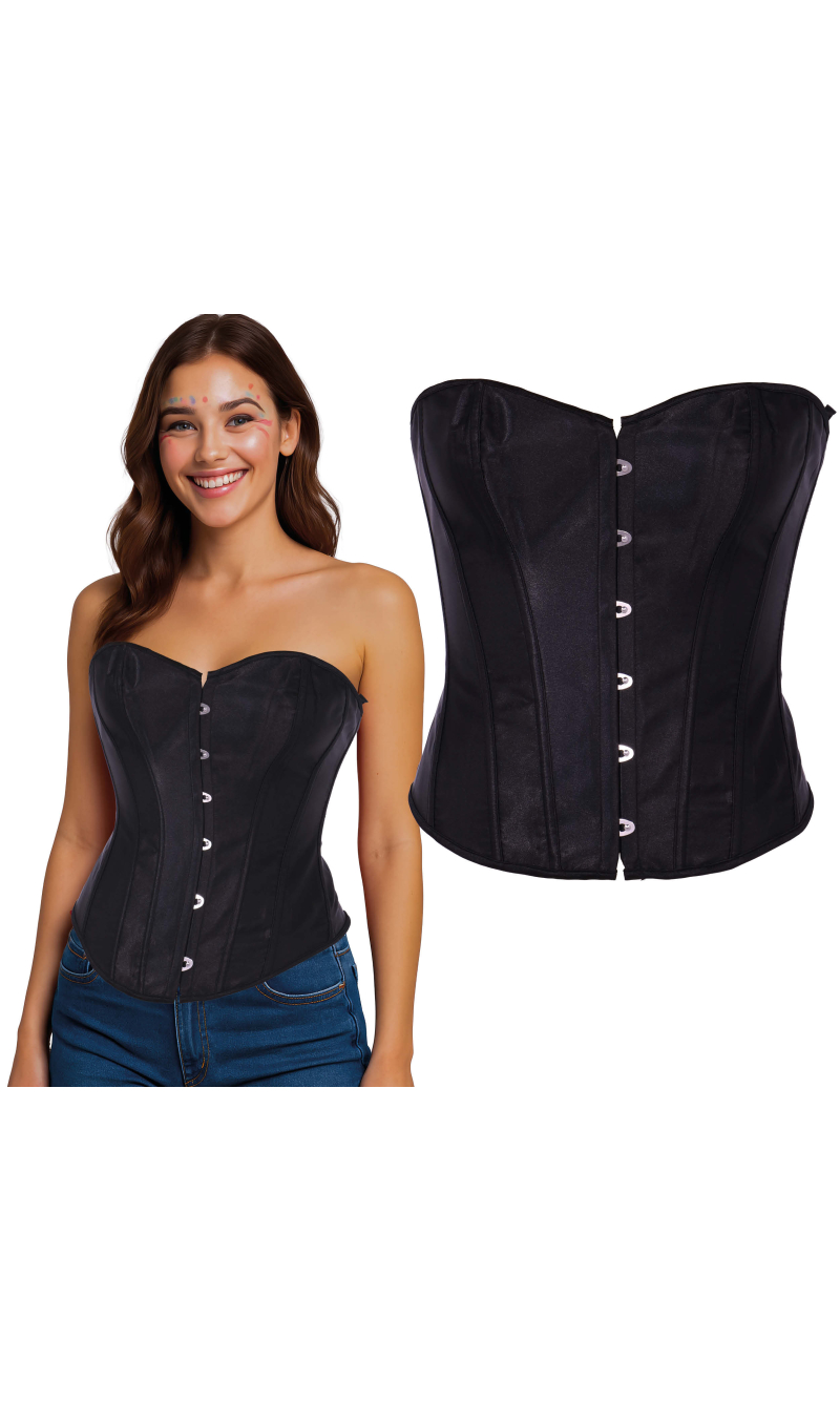 Cupped Victorian Corset Black - Adult Size Large (42-44)