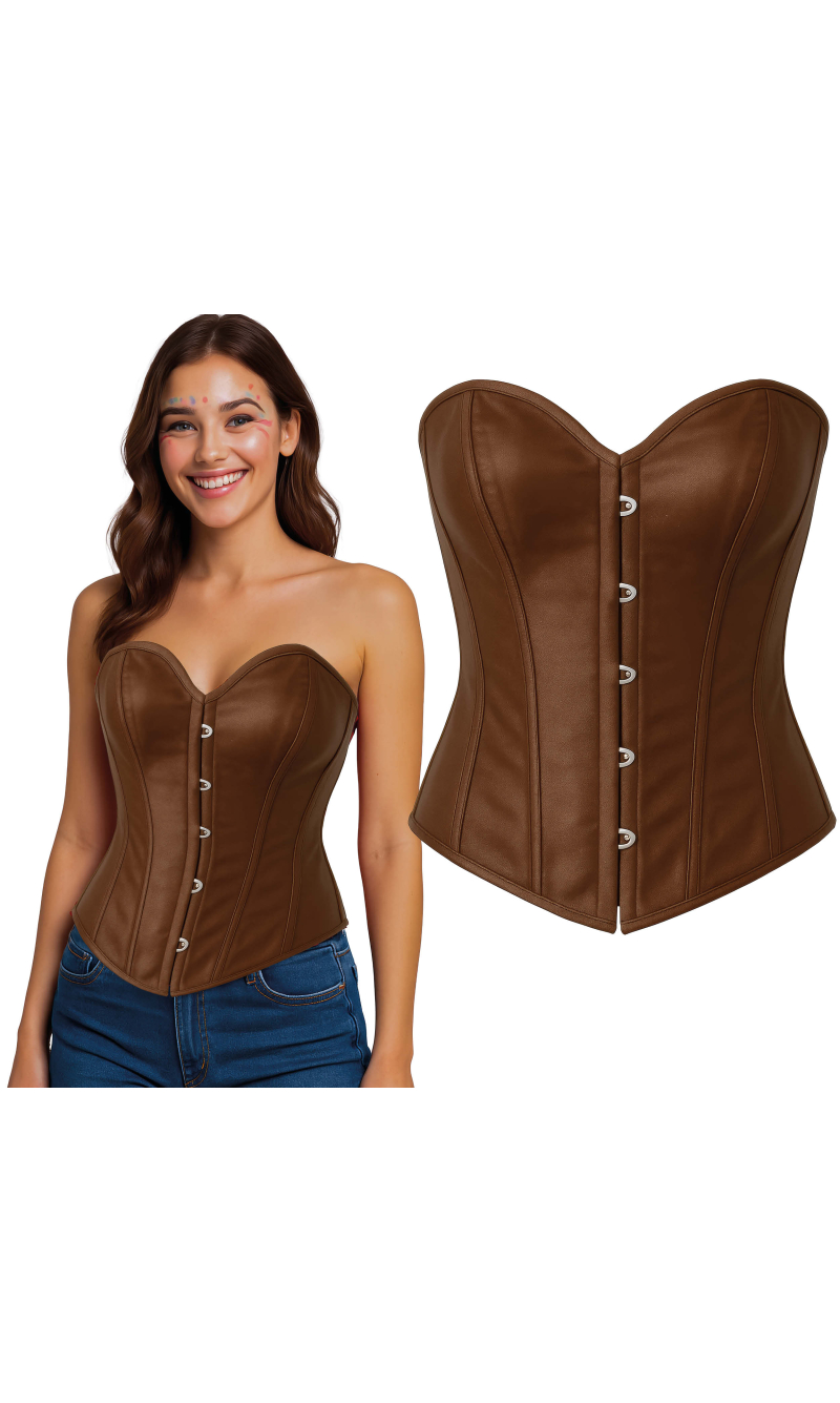 Cupped Victorian Corset Brown - Adult Size Small (36-38)