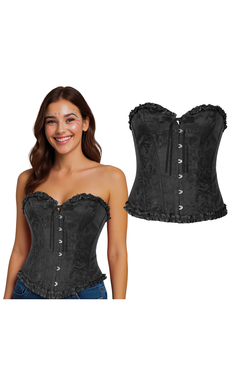 Cupped Corset Black - Adult Size Medium (38-40)
