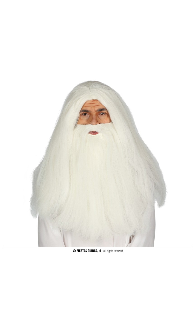 White Santa Claus / Wizard Beard & Wig - Adult One Size