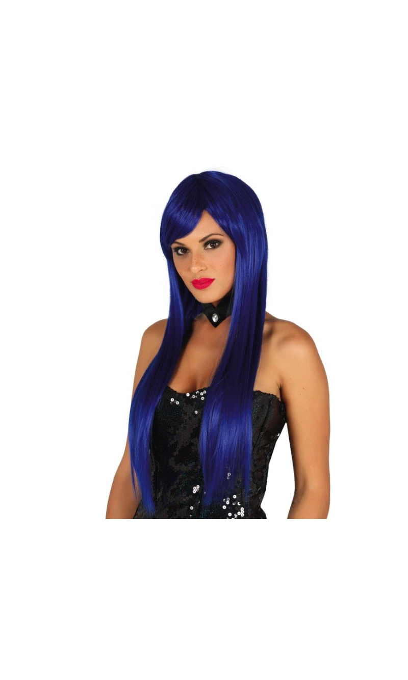 Blue Straight Deluxe Wig