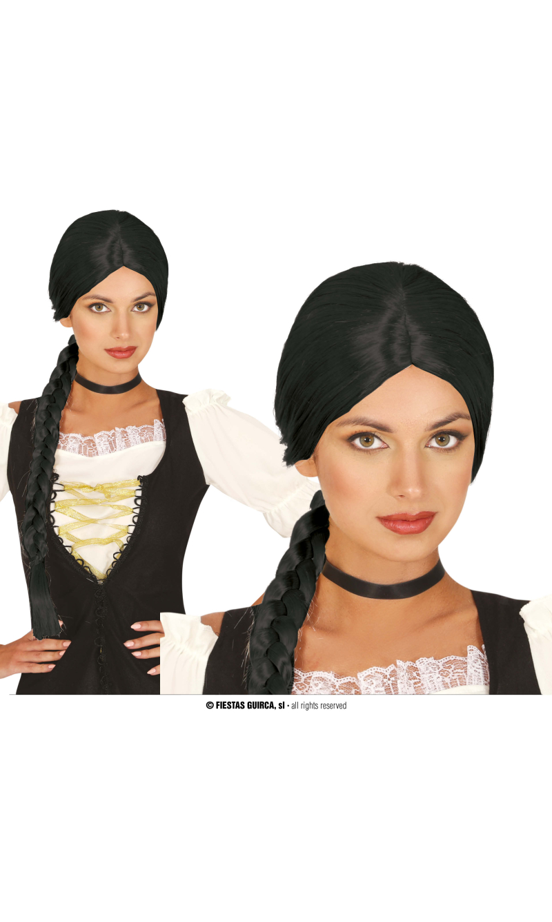 Black Plaited Wig - Adult One Size