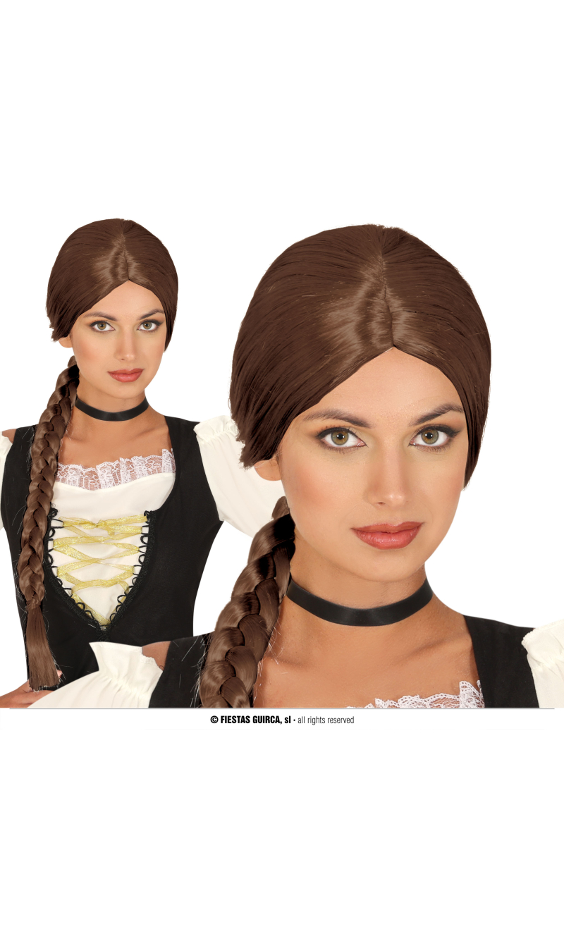 Brown Plaited Wig - Adult One Size