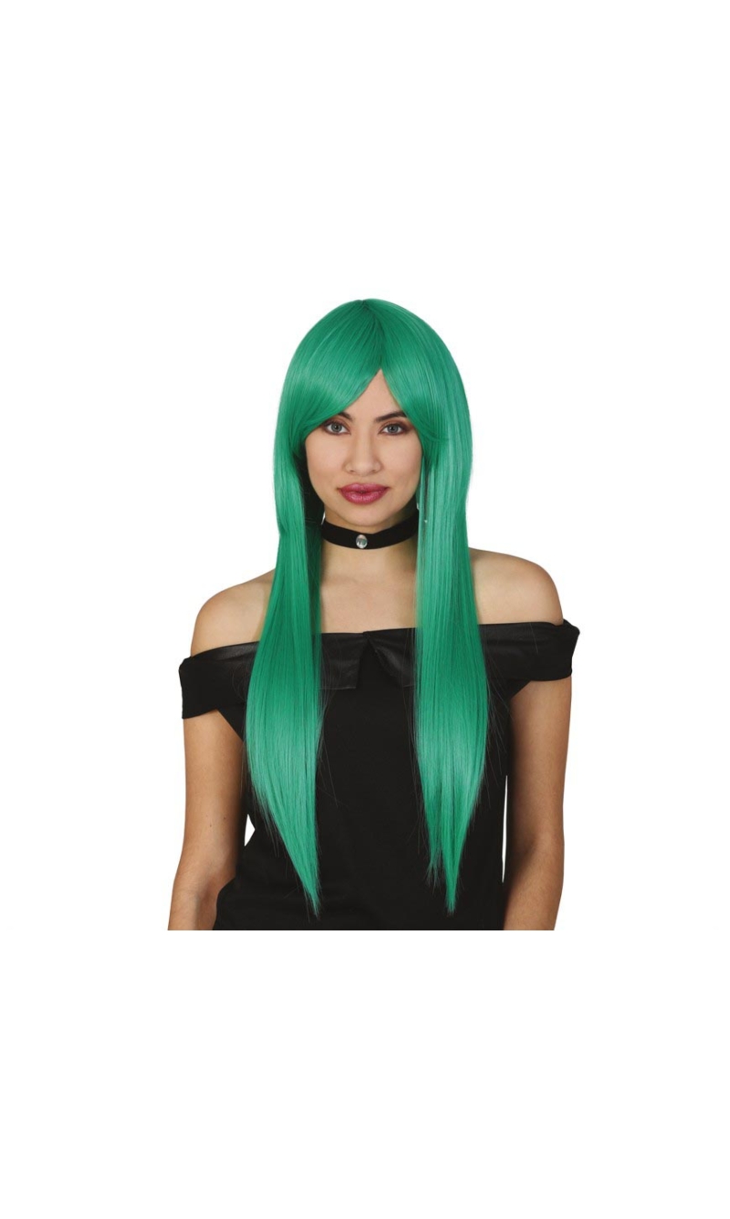 Green Long Straight Wig - Adult One Size