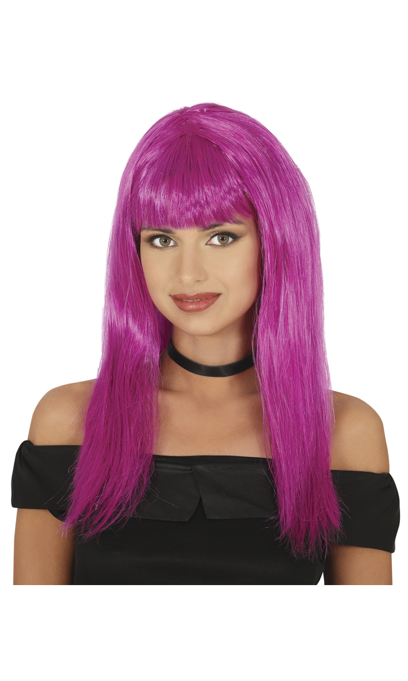 Bright Purple Long Wig - Adult One Size