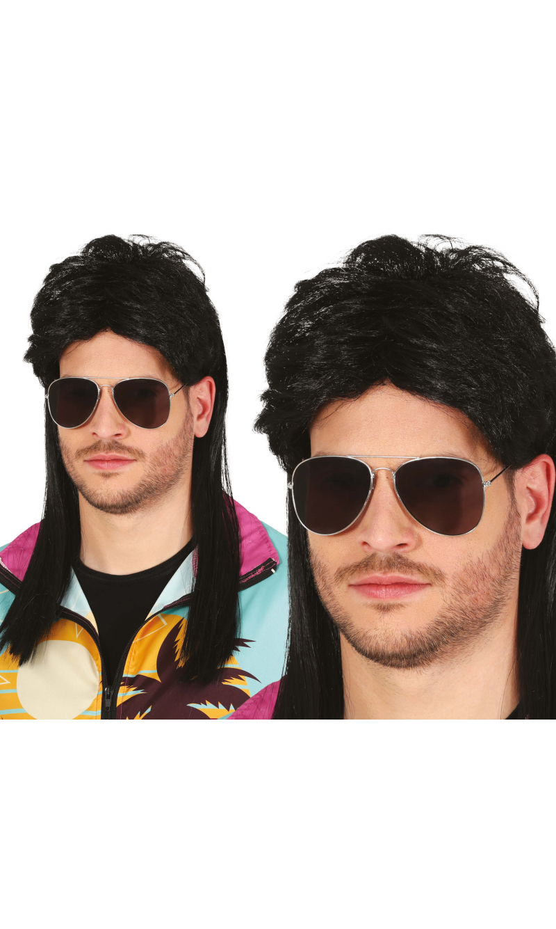 Black Cool Long Wig - Adult One Size