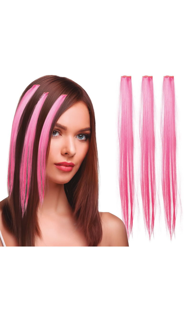 Cool Hair Extensions Pink 50cm - 3pk