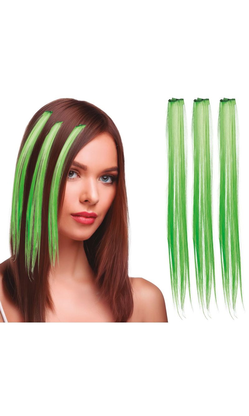 Cool Hair Extensions Green 50cm - 3pk