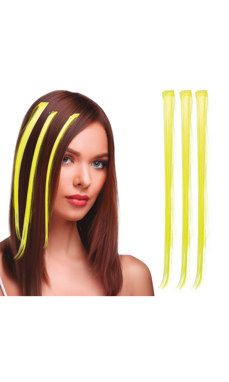 Cool Hair Extensions Yellow 50cm - 3pk