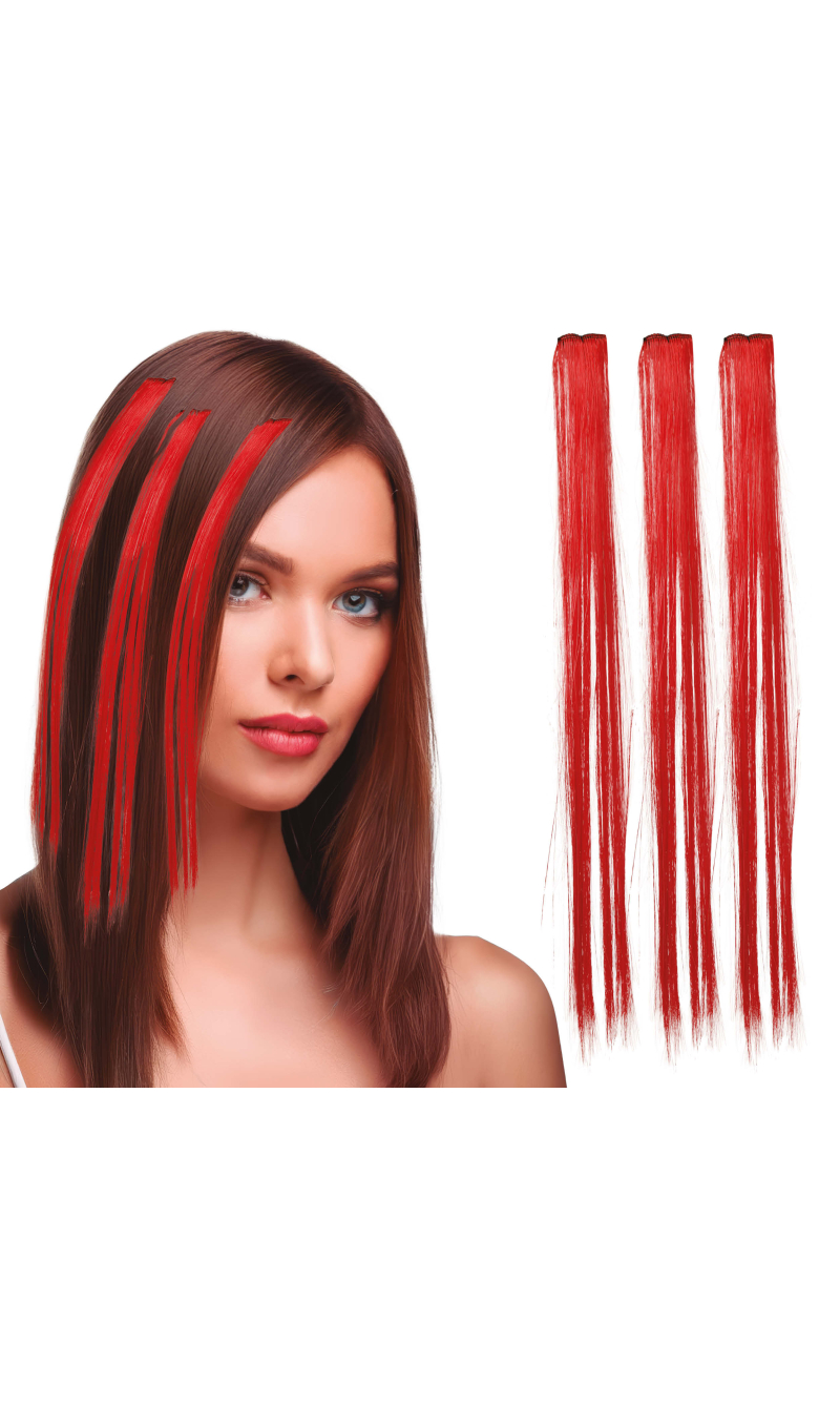 Cool Hair Extensions Red 50cm - 3pk