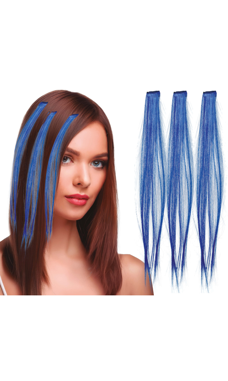 Cool Hair Extensions Blue 50cm - 3pk