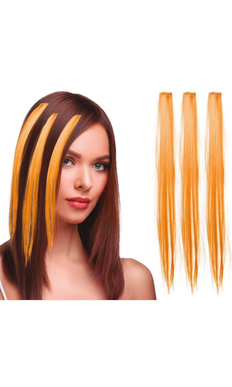 Cool Hair Extensions Orange 50cm - 3pk