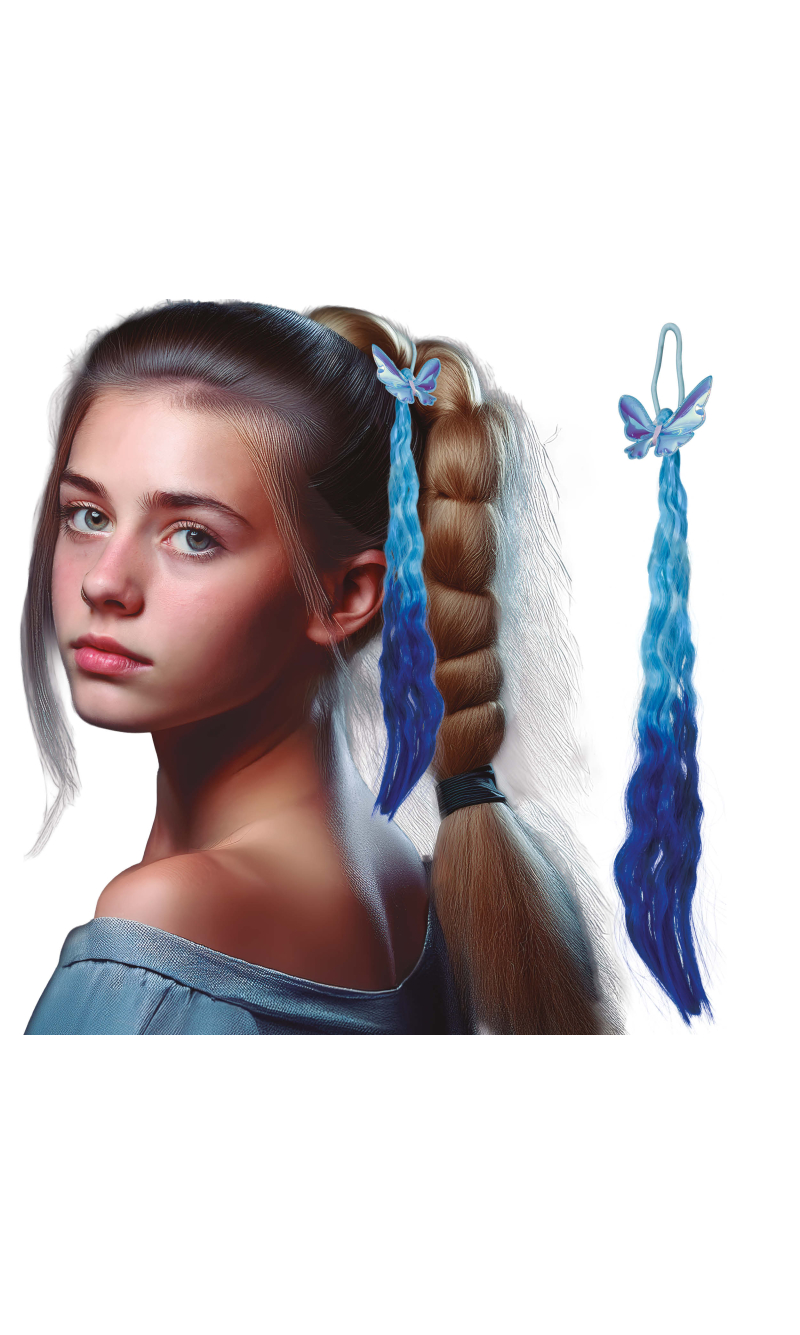 Hair Extension With Butterfly Blue 35cm