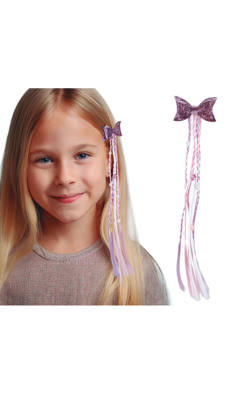 Hair Extension With Bow Lilac & Pink 30cm