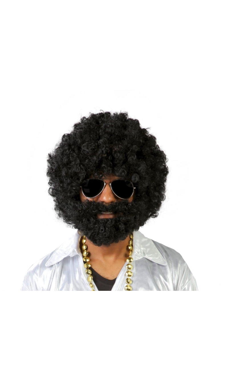 Afro Wig with Black Beard - Adult One Size