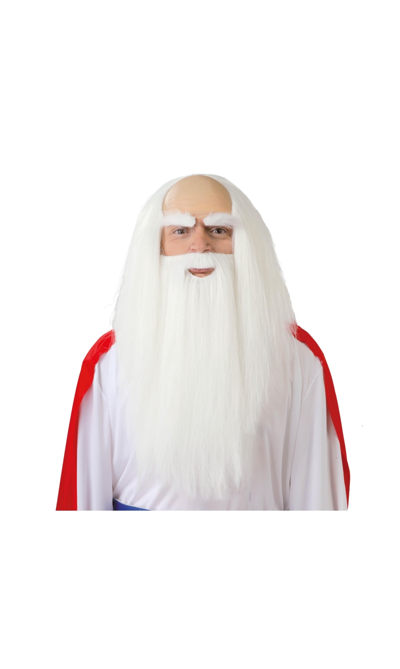 White Druid Wig & Beard - Adult One Size