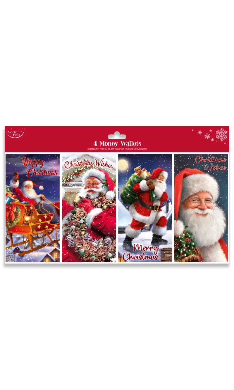 Christmas Money Wallet Cards - 4pcs