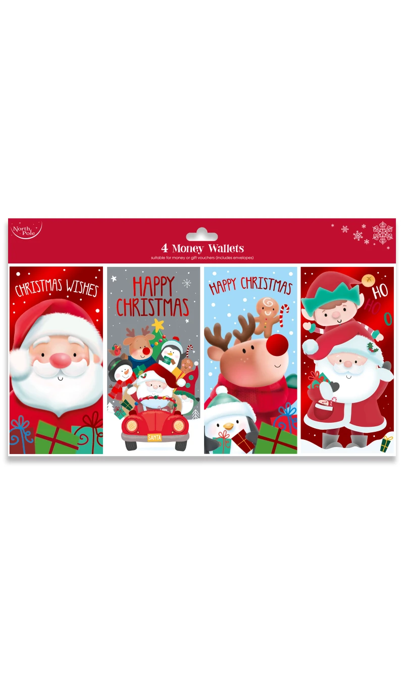 Christmas Money Wallet Cards - 4pcs