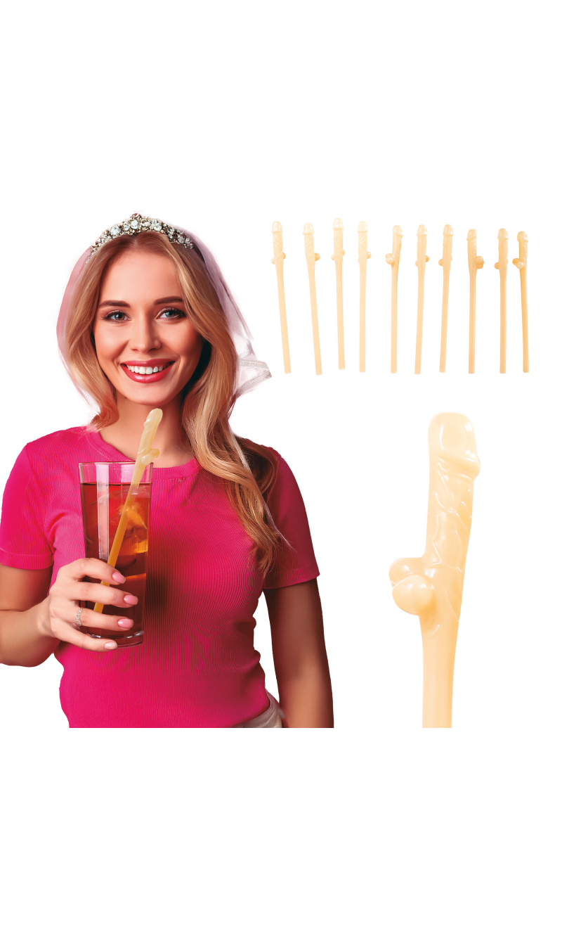 Hens Penis Straws 19.5cm - 10pk