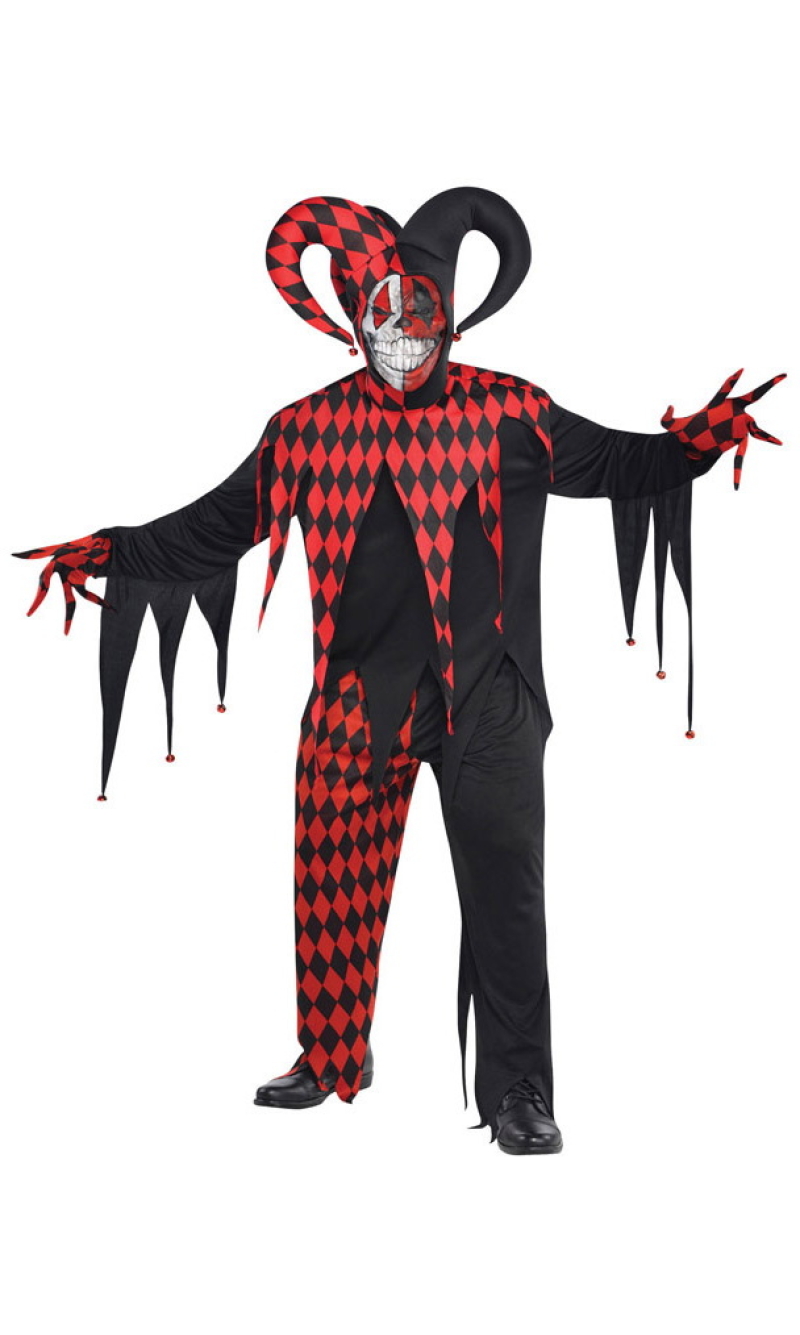 Krazed Jester Man Costume - Adult Size XXL