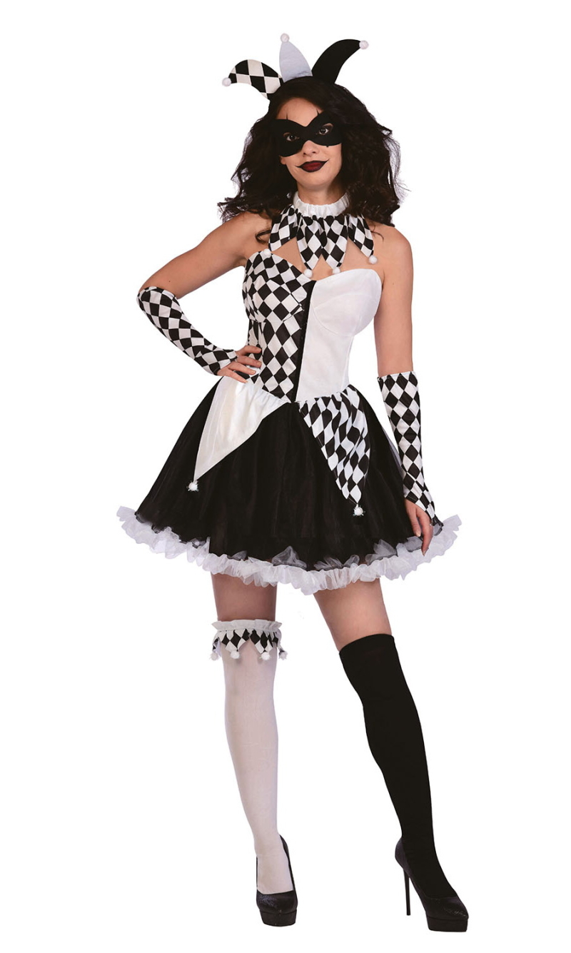 Jester Clown Lady Dress Costume - Adult Size Extra Large