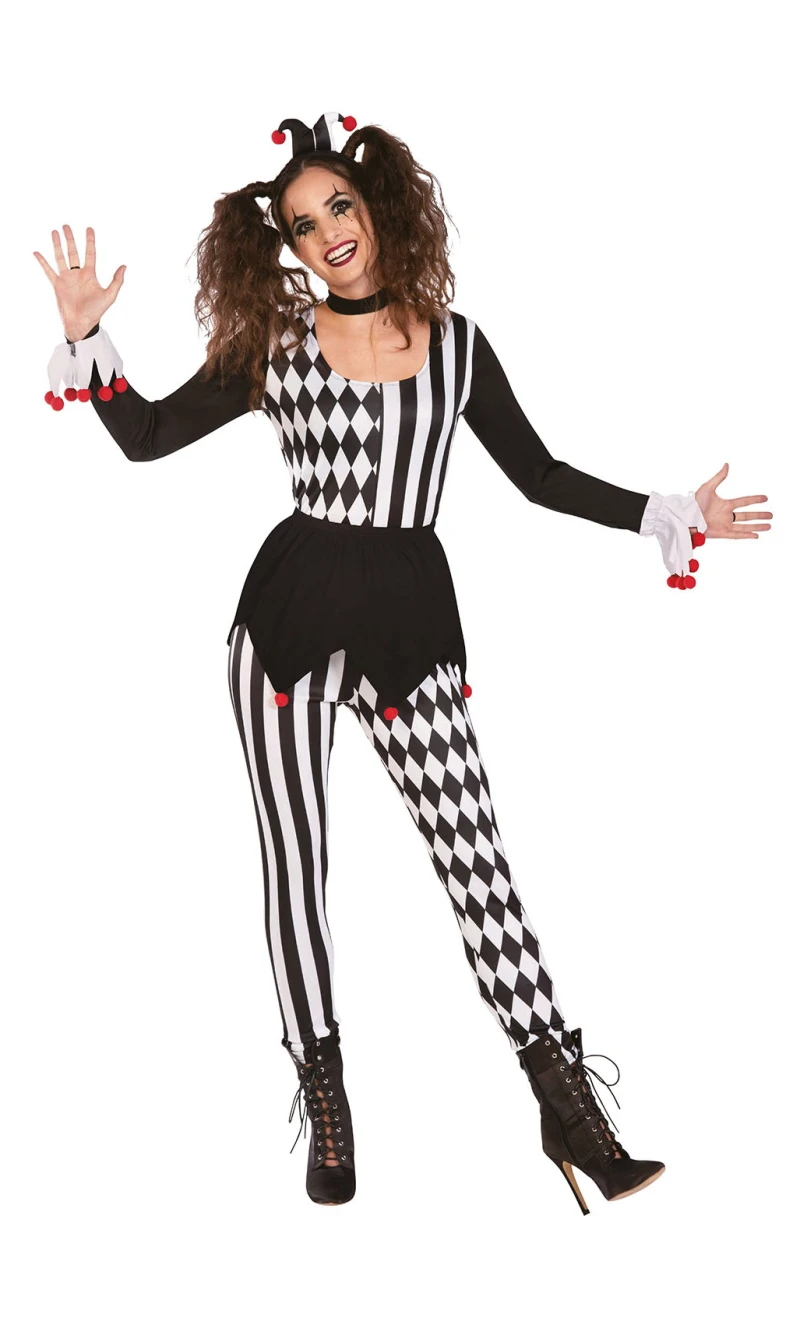 Jester Clown Lady Costume - Adult Size Extra Large