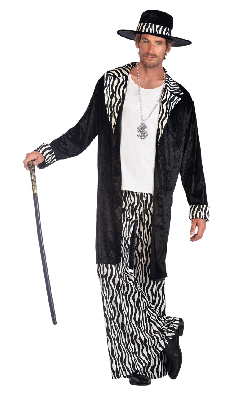 Gangster Pimp Black Man Costume - Adult Size Plus