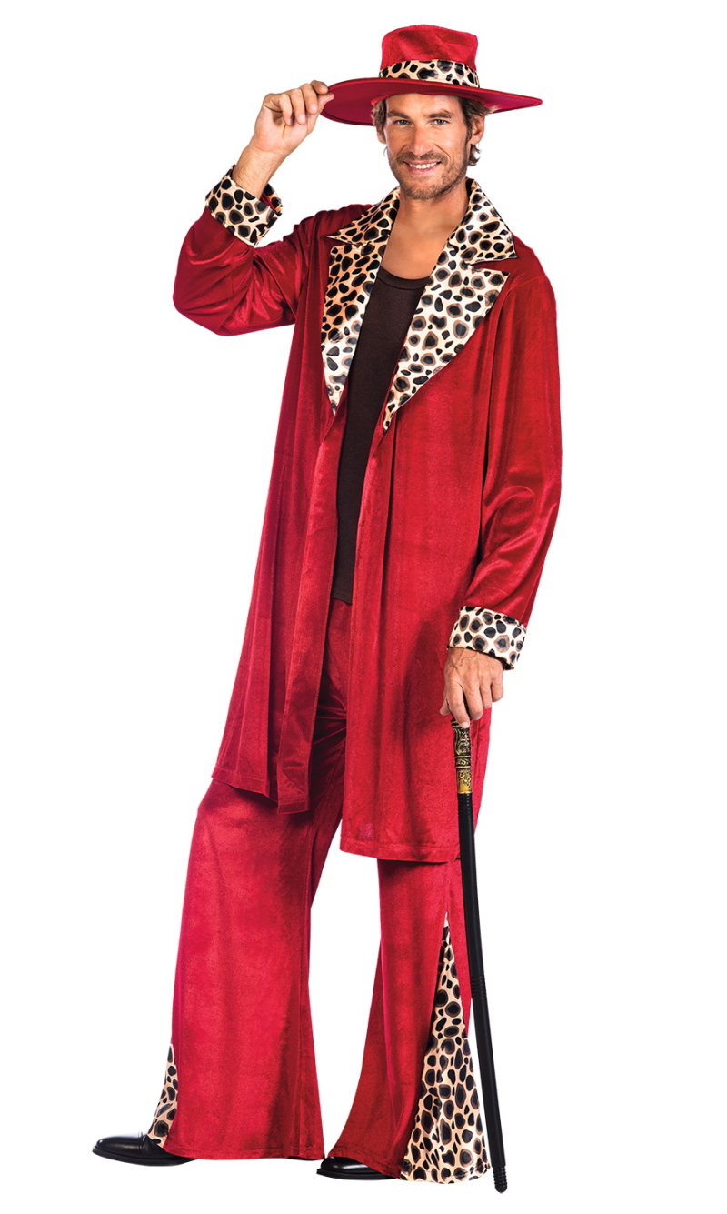 Gangster Pimp Red Man Costume - Adult Size Plus