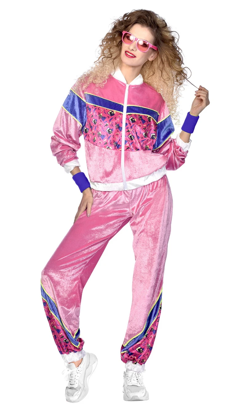 Velour Joggersuit 80s Woman Costume - Adult Size Extra Large